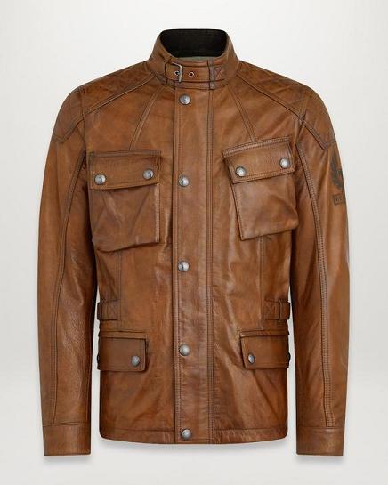 Veste Moto Cuir Belstaff Homme Turner Marron France ZM6173850